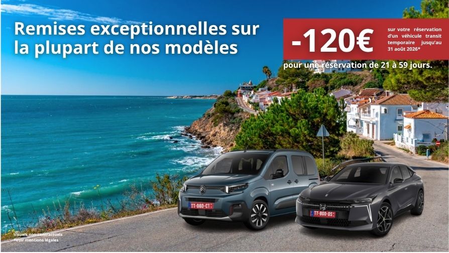 Remises exceptionnelles pour une réservation de 21 à 59 jours.